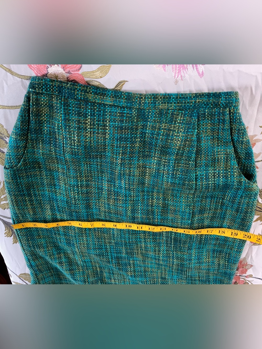 Vintage Victorian-inspired 50's-inspo Edwardian-inspo Turquoise Tweed Skirt - Picture 13 of 16
